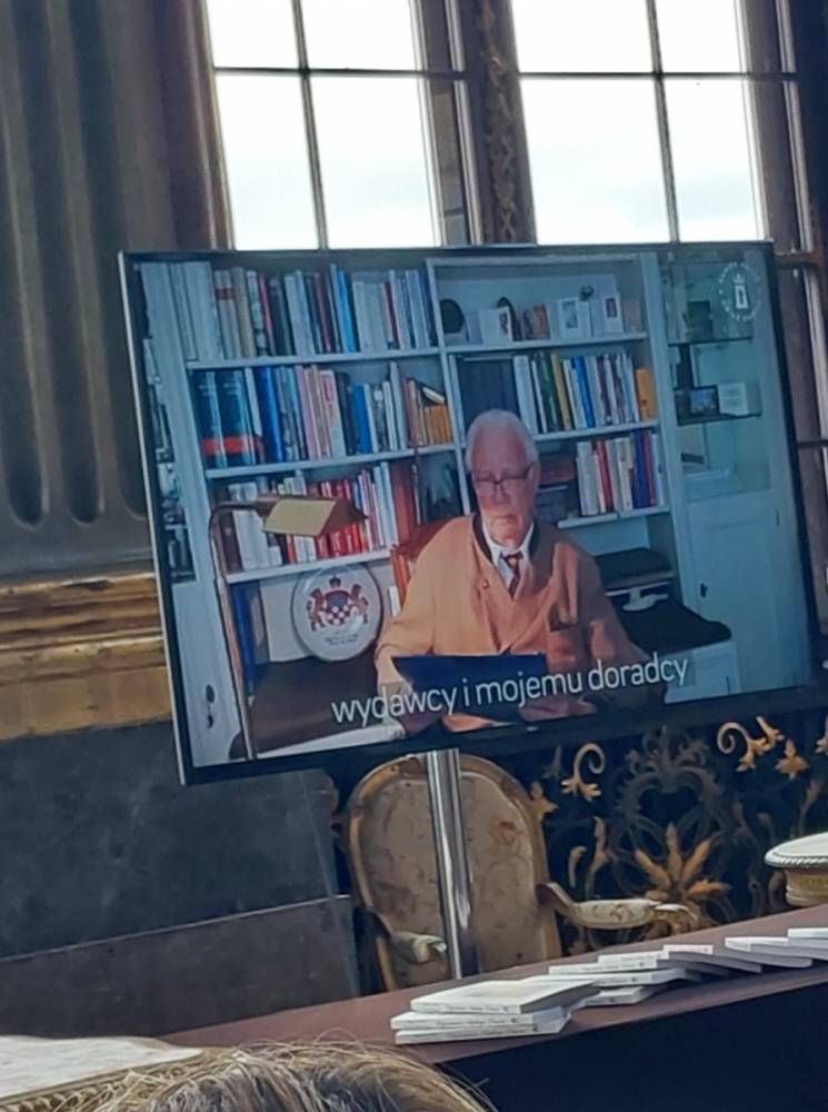 Książe Bolko von Pless w czasie wirtualnego spotkania w czasie promocji książki na Zamku Książ w dn. 28.06.22